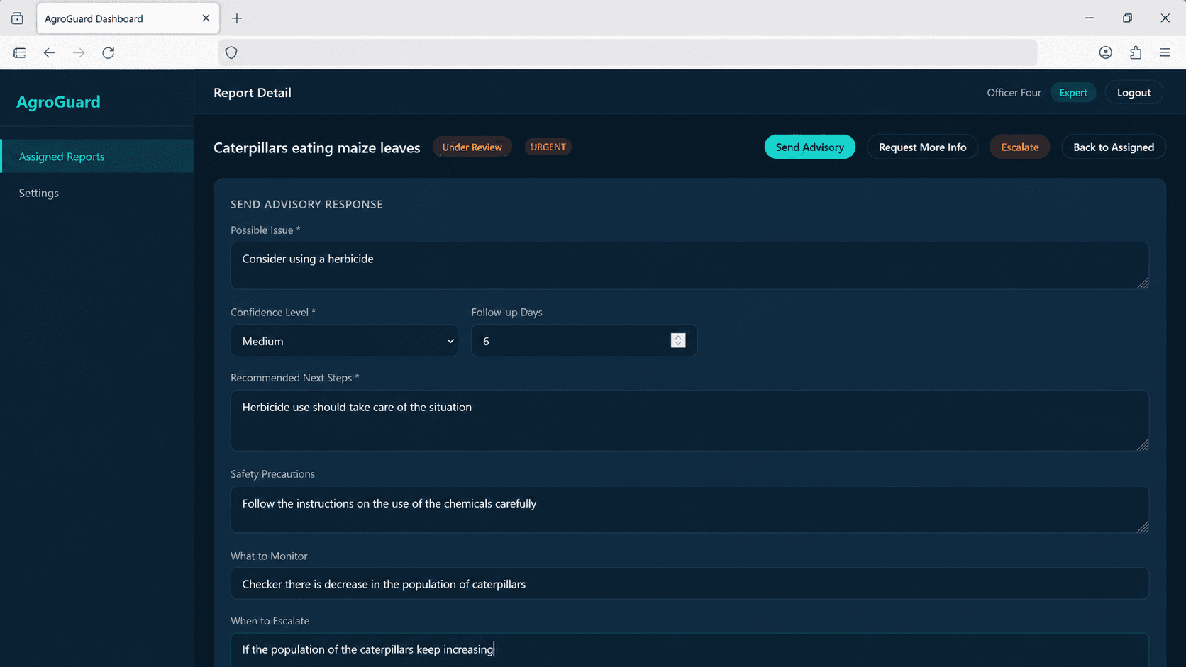 AgroGuard — Expert Advisory Form