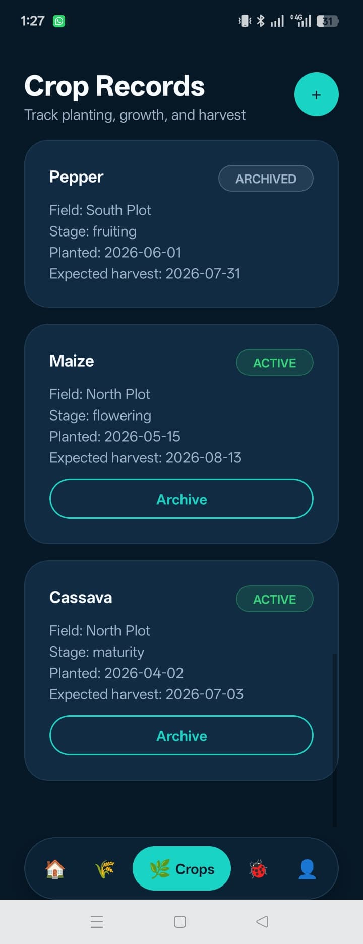 AgroGuard — Crop Records