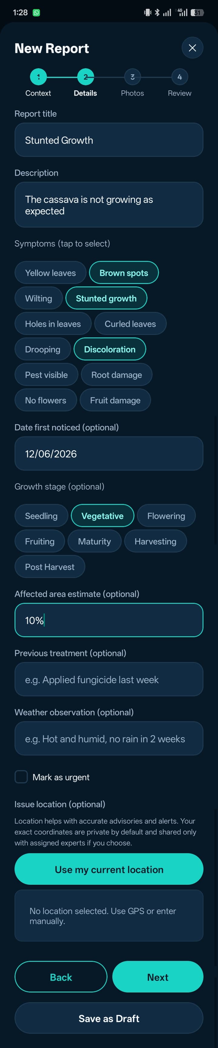 AgroGuard — Report Wizard — Details