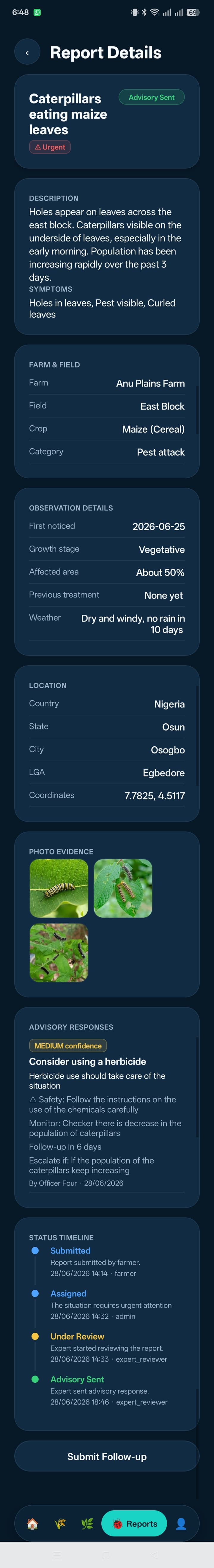 AgroGuard — Report Detail After Advisory