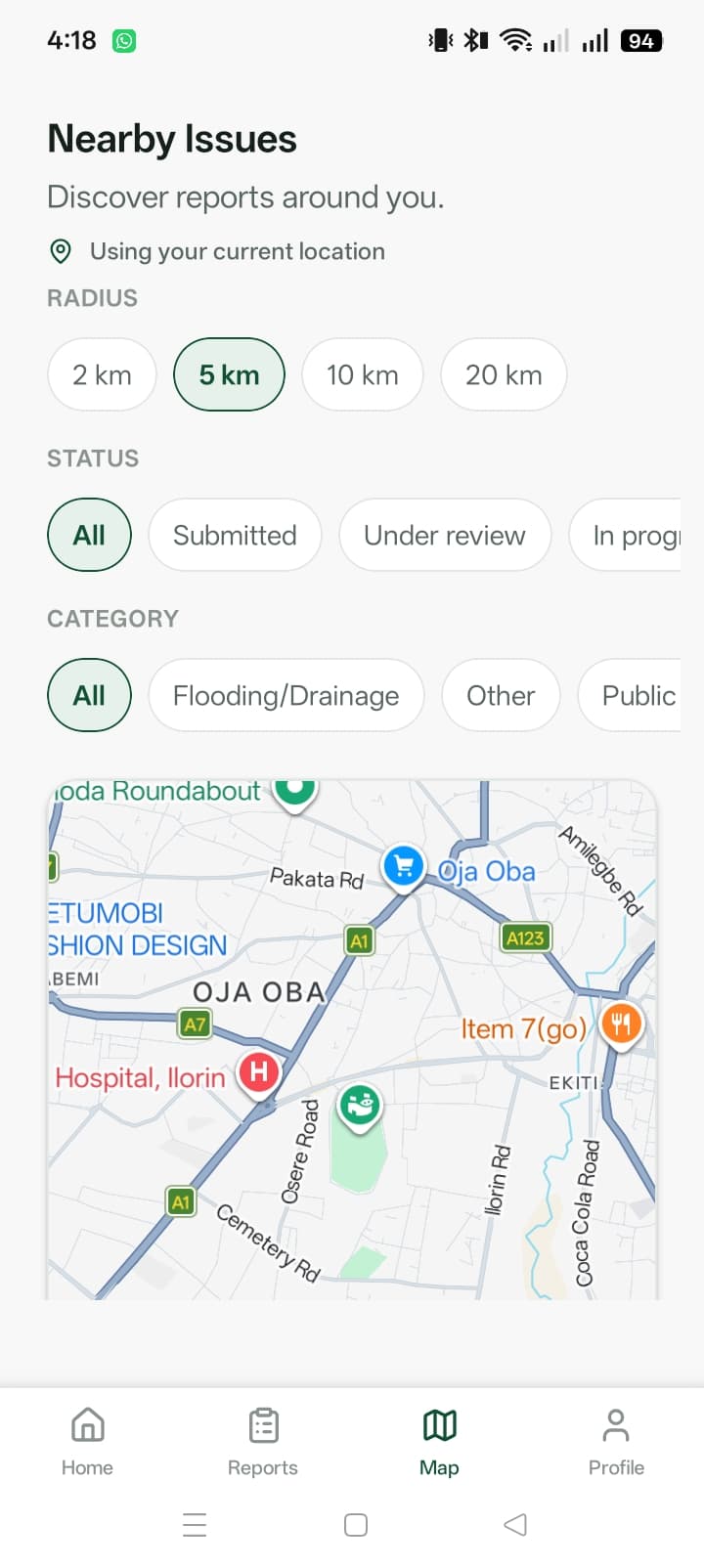 CivicFix — Nearby Issues