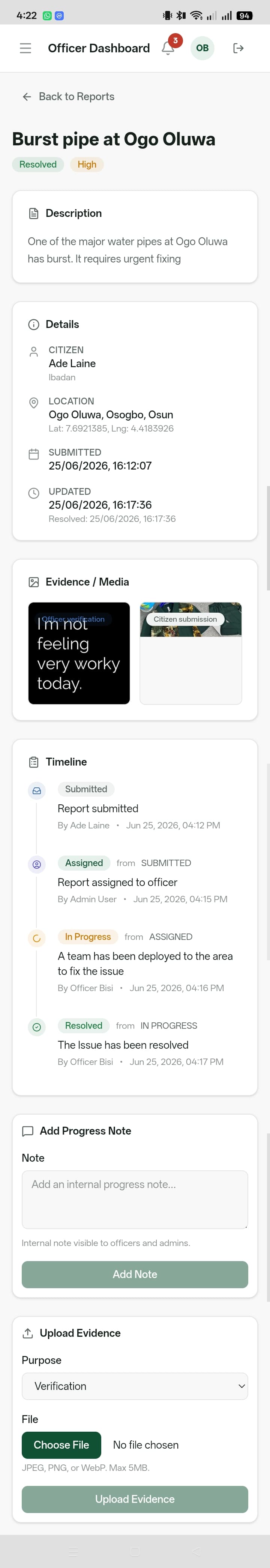 CivicFix — Report Detail